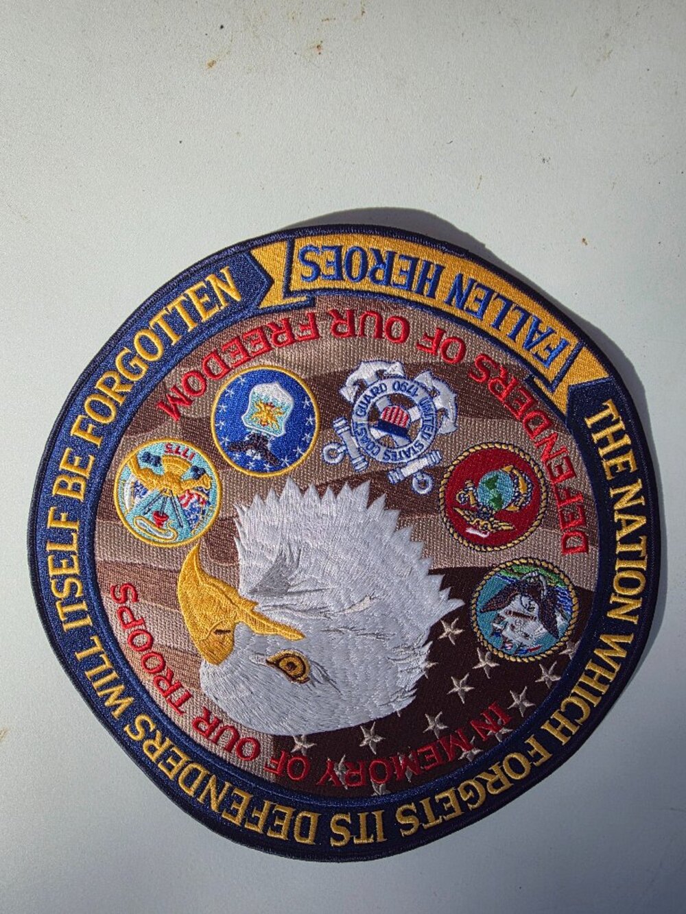 Fallen Heroes "Defenders of Our Freedom" Large Embroidered Memorial Back Patch